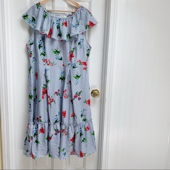 ModCloth Romantic Ruffle Floral Striped Dress - Picture 5 of 8
